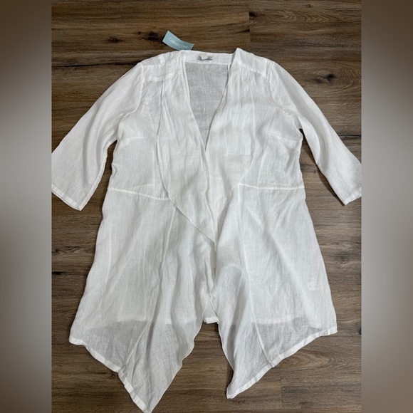 Coldwater Creek 100% linen drape open jacket size 1X Lagenlook NWT - Picture 7 of 9